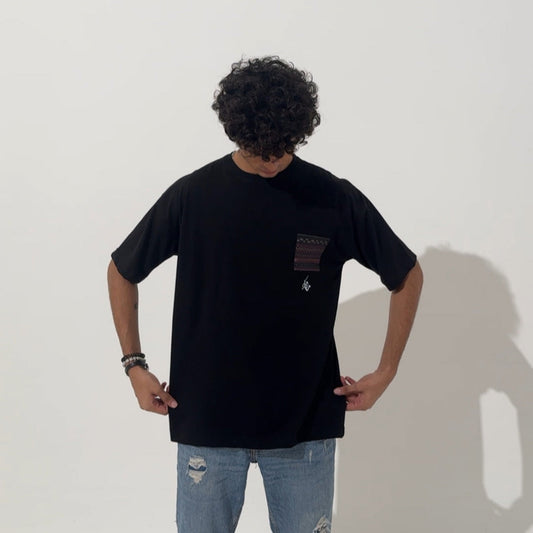 BLACK OVERSIZED PRINTED T-SHIRT